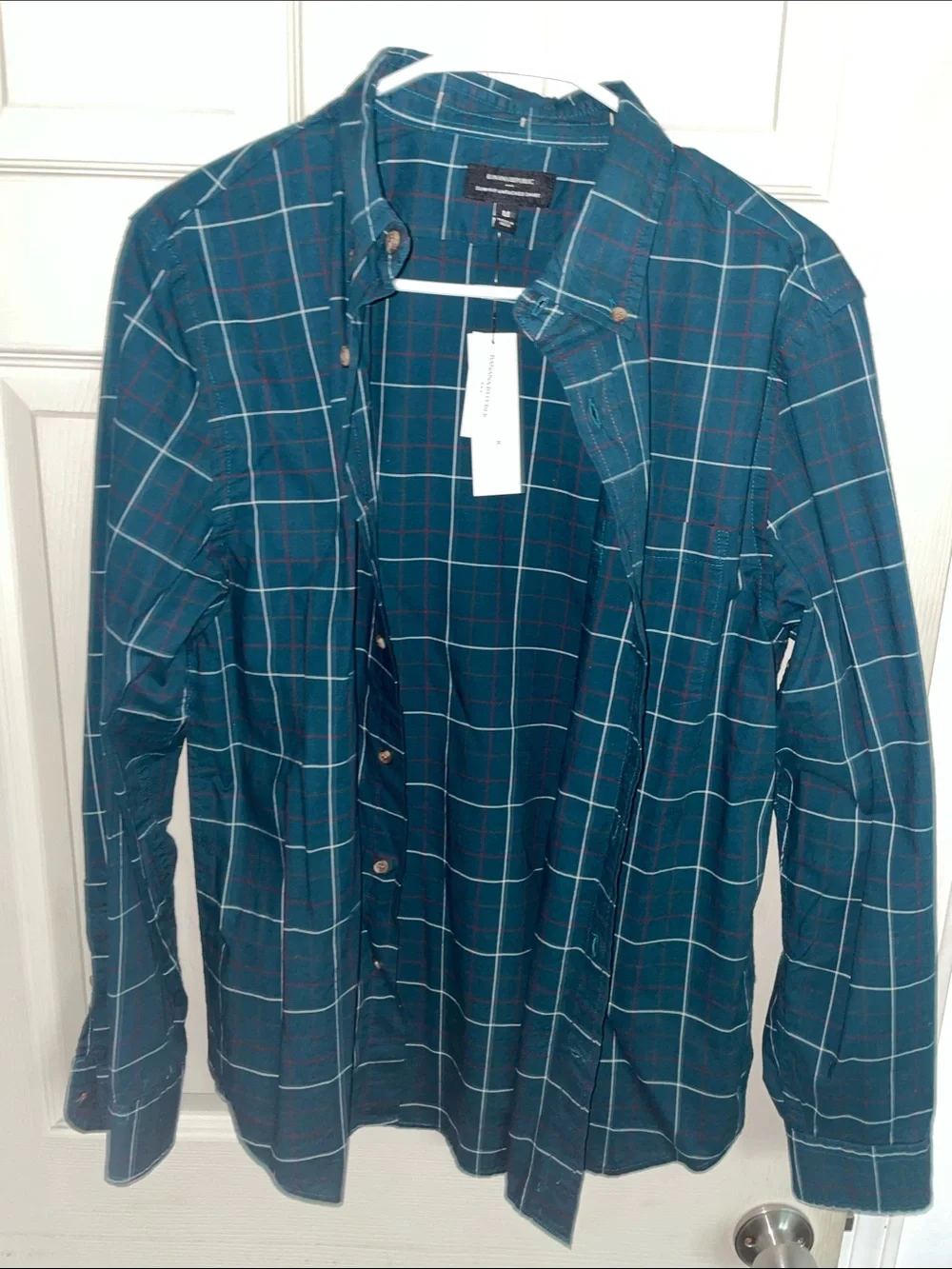 Banana Republic Teal Plaid Button-Up Shirt Jacket